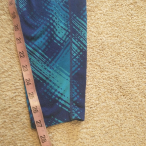 Athleta Blue And Teal Graphic Leggings with Tapered Design - Picture 9 of 10
